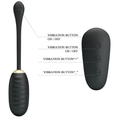 PRETTY LOVE - DOREEN LUXURY RECHARGEABLE VIBRATING EGG BLACK REMOTE CONTROL - Kink&Play