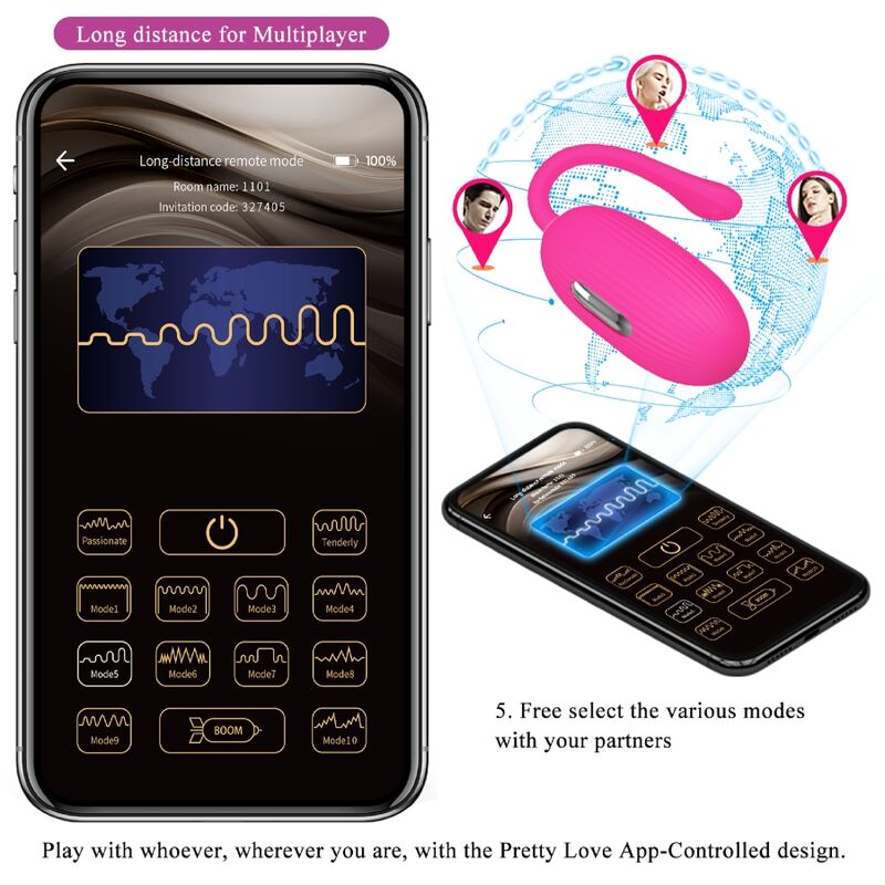 PRETTY LOVE - DOREEN RECHARGEABLE VIBRATING EGG MAGENTA REMOTE CONTROL - Kink&Play