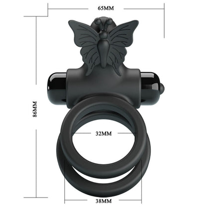 PRETTY LOVE - DOUBLE VIBRATING RING WITH BLACK STIMULATOR - Kink&Play