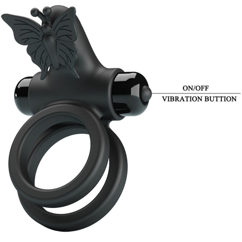 PRETTY LOVE - DOUBLE VIBRATING RING WITH BLACK STIMULATOR - Kink&Play