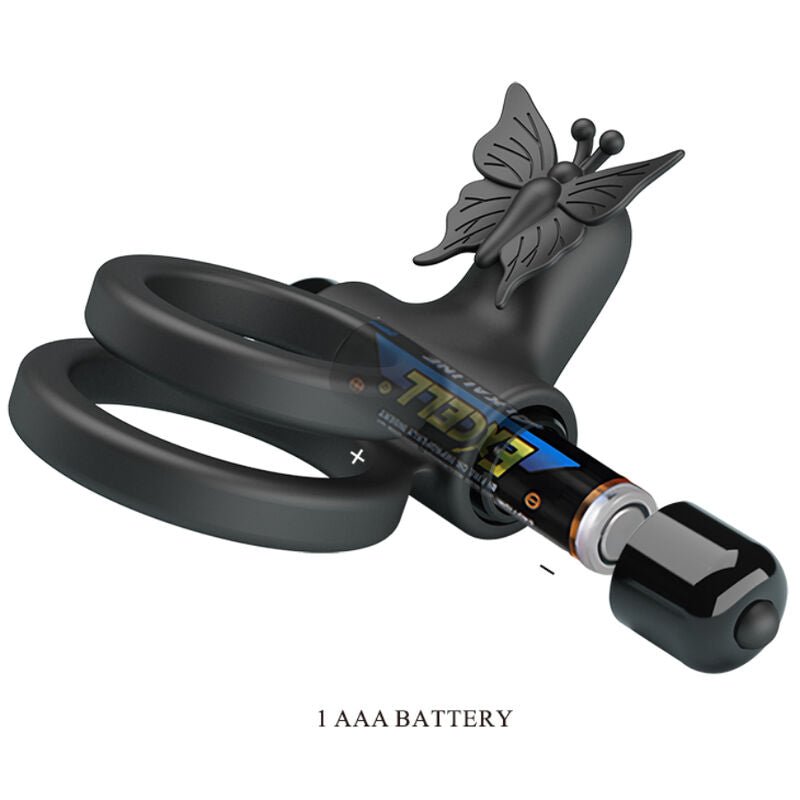 PRETTY LOVE - DOUBLE VIBRATING RING WITH BLACK STIMULATOR - Kink&Play