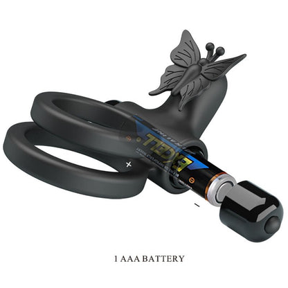 PRETTY LOVE - DOUBLE VIBRATING RING WITH BLACK STIMULATOR - Kink&Play
