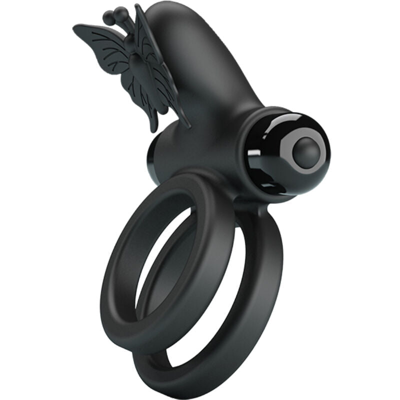 PRETTY LOVE - DOUBLE VIBRATING RING WITH BLACK STIMULATOR - Kink&Play