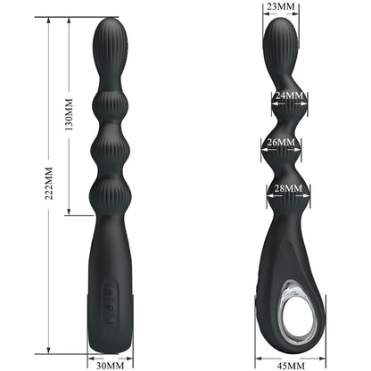PRETTY LOVE - FEDERER ANAL VIBRATOR 12 VIBRATIONS BLACK - Kink&Play
