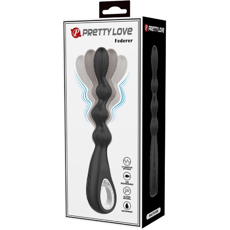 PRETTY LOVE - FEDERER ANAL VIBRATOR 12 VIBRATIONS BLACK - Kink&Play