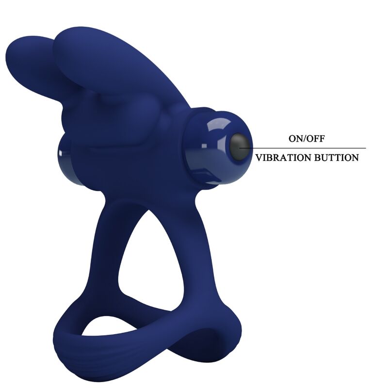 PRETTY LOVE - FRANCISCO DOUBLE VIBRATING RING RABBIT BLUE - Kink&Play
