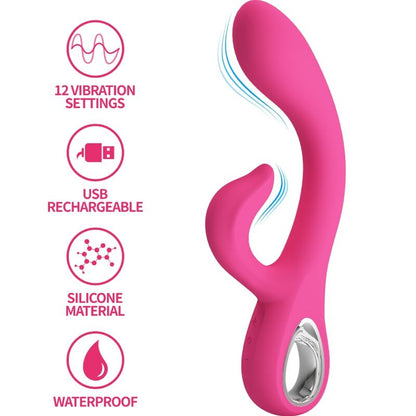 PRETTY LOVE - FRITZ RABBIT VIBRATOR 12 VIBRATIONS PINK - Kink&Play