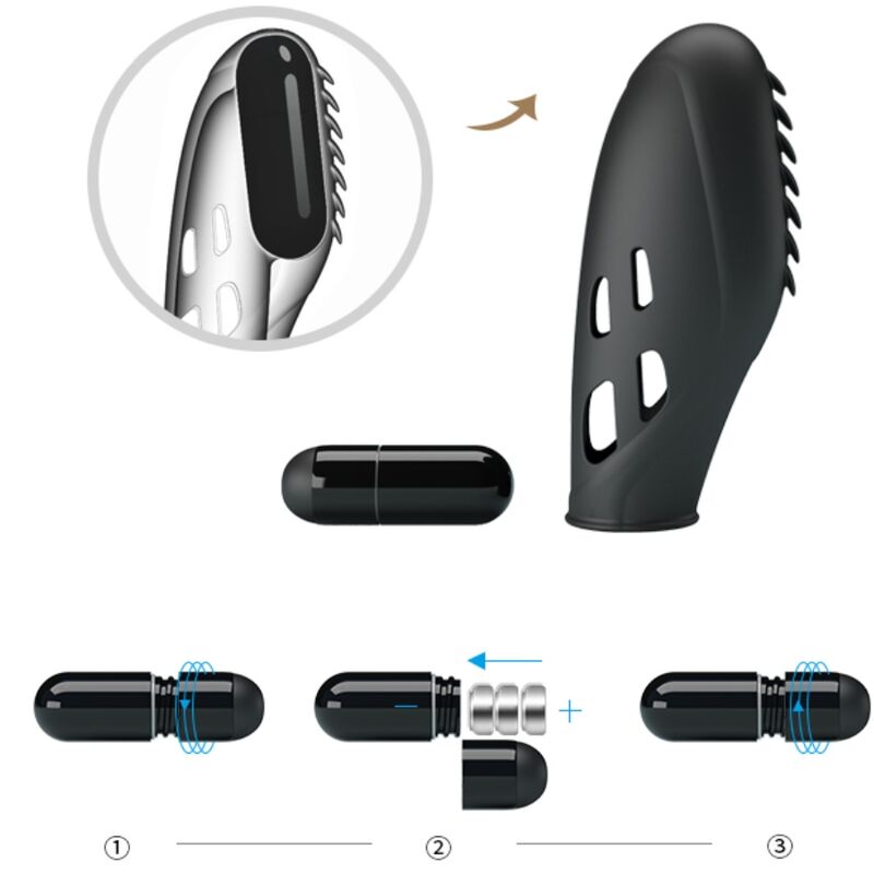 PRETTY LOVE - GILO SILICONE FINGER VIBRATOR BLACK - Kink&Play