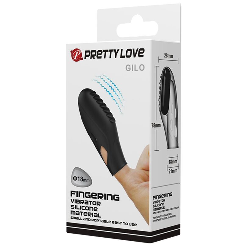 PRETTY LOVE - GILO SILICONE FINGER VIBRATOR BLACK - Kink&Play