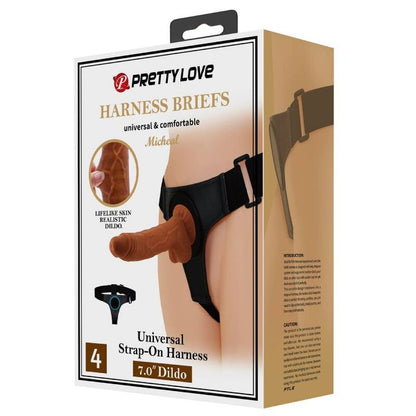 PRETTY LOVE - HARNESS BRIEFS UNIVERSAL HARNESS WITH DILDO MICHEAL 20 CM BLACK - Kink&Play