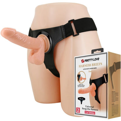 PRETTY LOVE - HARNESS BRIEFS UNIVERSAL HARNESS WITH DILDO TOM 20 CM NATURAL - Kink&Play