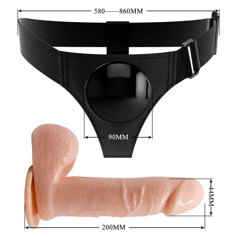 PRETTY LOVE - HARNESS BRIEFS UNIVERSAL HARNESS WITH DILDO TOM 20 CM NATURAL - Kink&Play