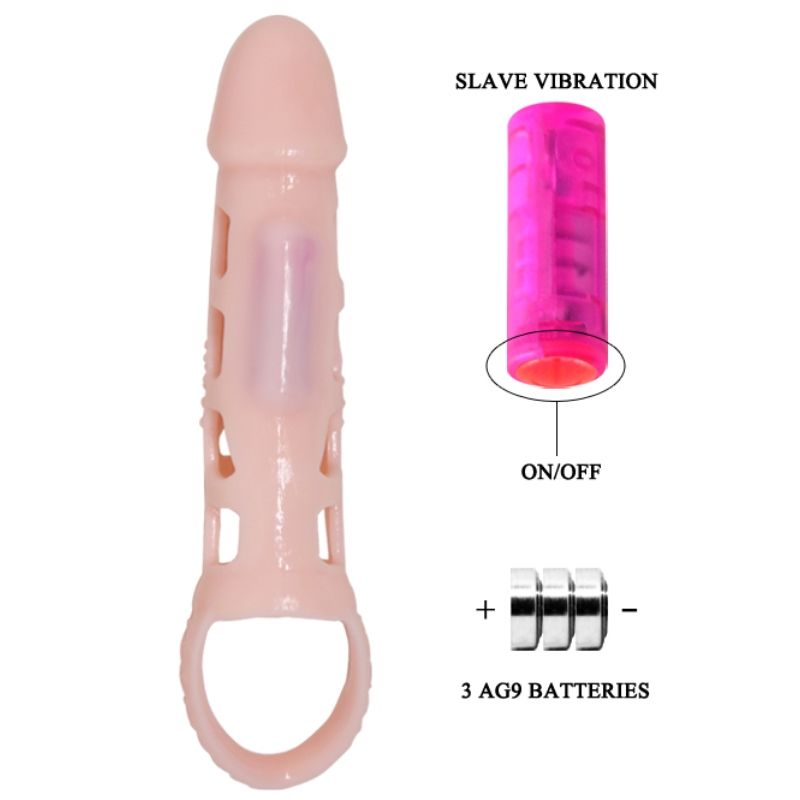 PRETTY LOVE - HARRISON PENIS EXTENDER COVER WITH VIBRATION AND STRAP 13.5 CM - Kink&Play
