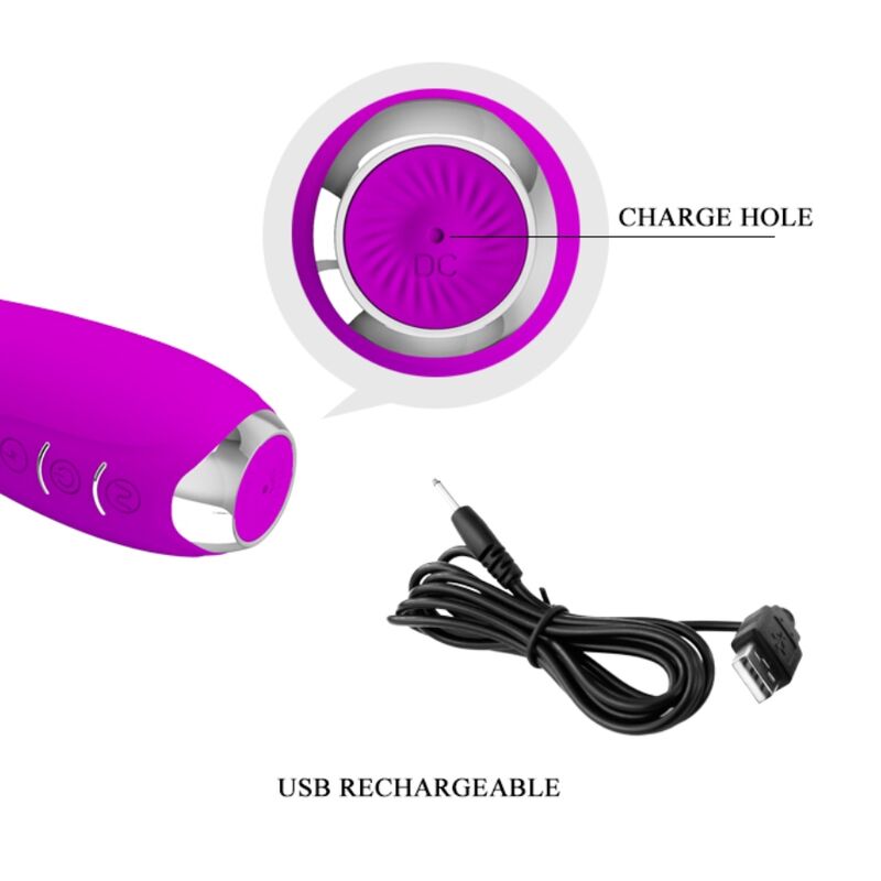 PRETTY LOVE - HECTOR RECHARGEABLE ELECTROSHOCK VIBRATOR WATERPROOF PURPLE - Kink&Play