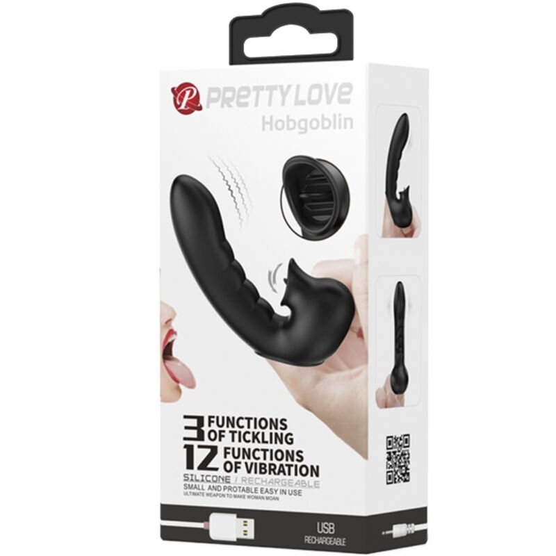 PRETTY LOVE - HOBGOBLIN VIBRATING FINGER CASE 12 VIBRATIONS + CLITORIS STIMULATOR BLACK - Kink&Play