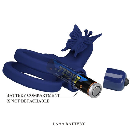 PRETTY LOVE - JAMELE DOUBLE RING WITH VIBRATION & BUTTERFLY STIMULATOR BLUE - Kink&Play