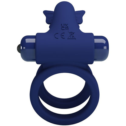 PRETTY LOVE - JAMELE DOUBLE RING WITH VIBRATION & BUTTERFLY STIMULATOR BLUE - Kink&Play