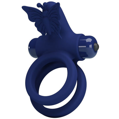 PRETTY LOVE - JAMELE DOUBLE RING WITH VIBRATION & BUTTERFLY STIMULATOR BLUE - Kink&Play