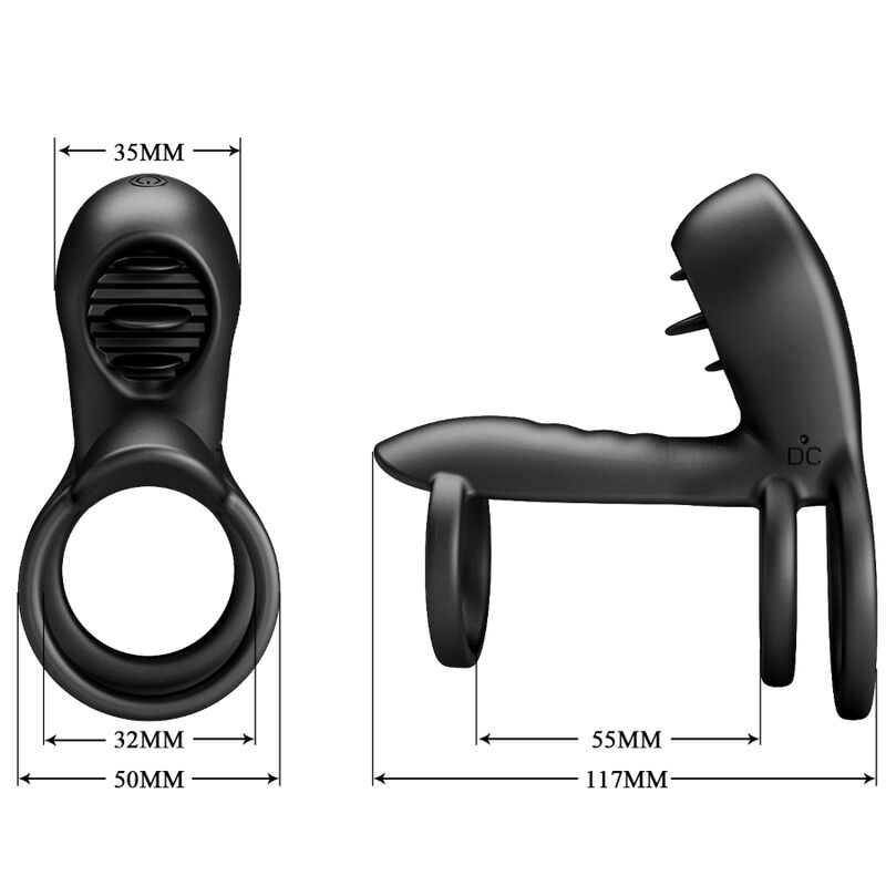 PRETTY LOVE - JAMMY PENIS SHEATH 12 VIBRATIONS WITH RECHARGEABLE SILICONE TONGUE - Kink&Play