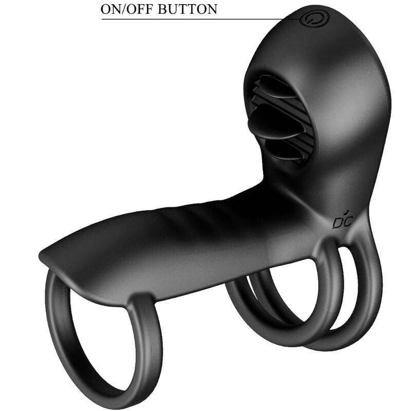PRETTY LOVE - JAMMY PENIS SHEATH 12 VIBRATIONS WITH RECHARGEABLE SILICONE TONGUE - Kink&Play