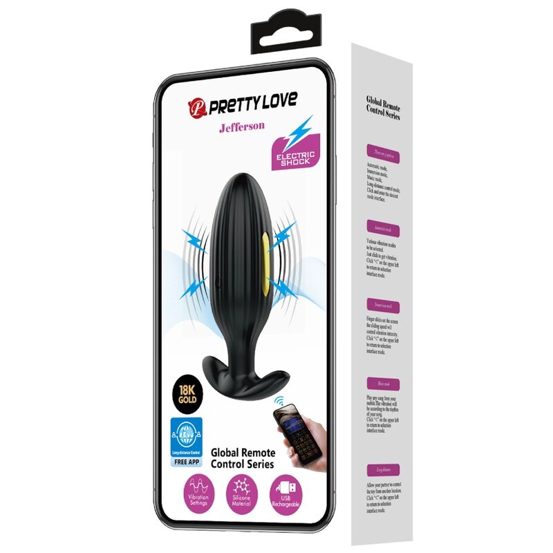 PRETTY LOVE - JEFFERSON APP CONTROLLED ANAL PLUG BLACK - Kink&Play