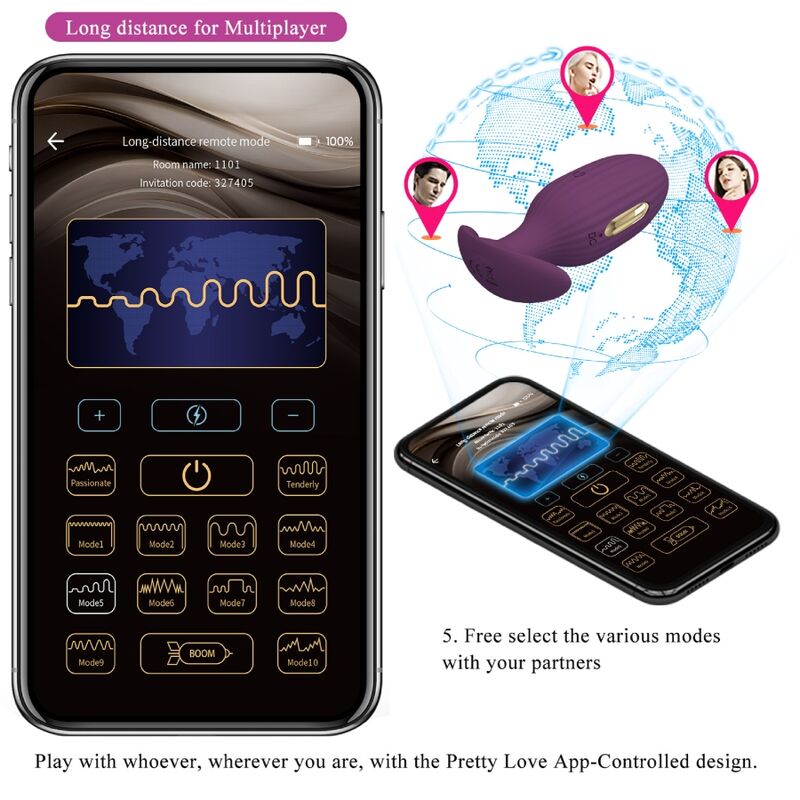 PRETTY LOVE - JEFFERSON APP CONTROLLED ANAL PLUG PURPLE - Kink&Play