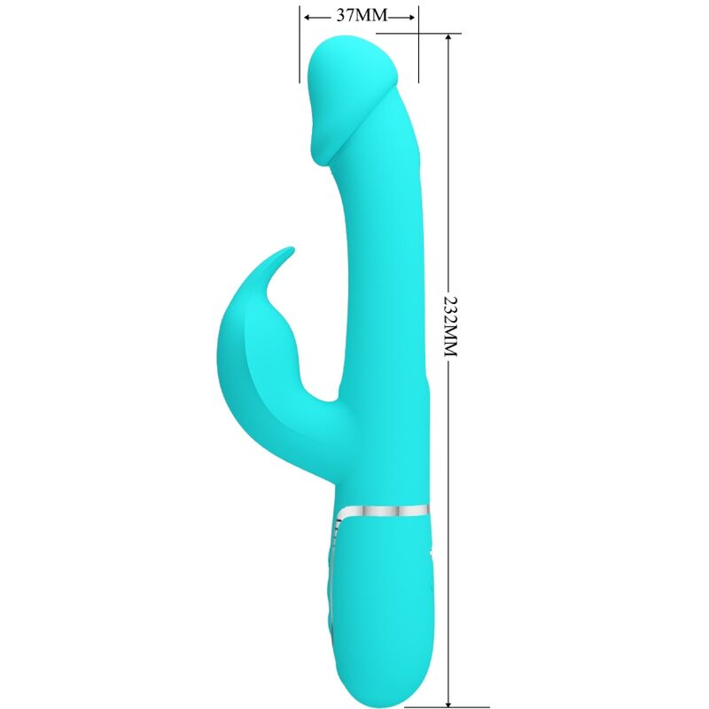 PRETTY LOVE - KAMPAS RABBIT 3 IN 1 MULTIFUNCTION VIBRATOR WITH TONGUE AQUA GREEN - Kink&Play