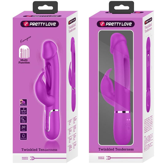 PRETTY LOVE - KAMPAS RABBIT 3 IN 1 MULTIFUNCTION VIBRATOR WITH TONGUE FUCHSIA - Kink&Play