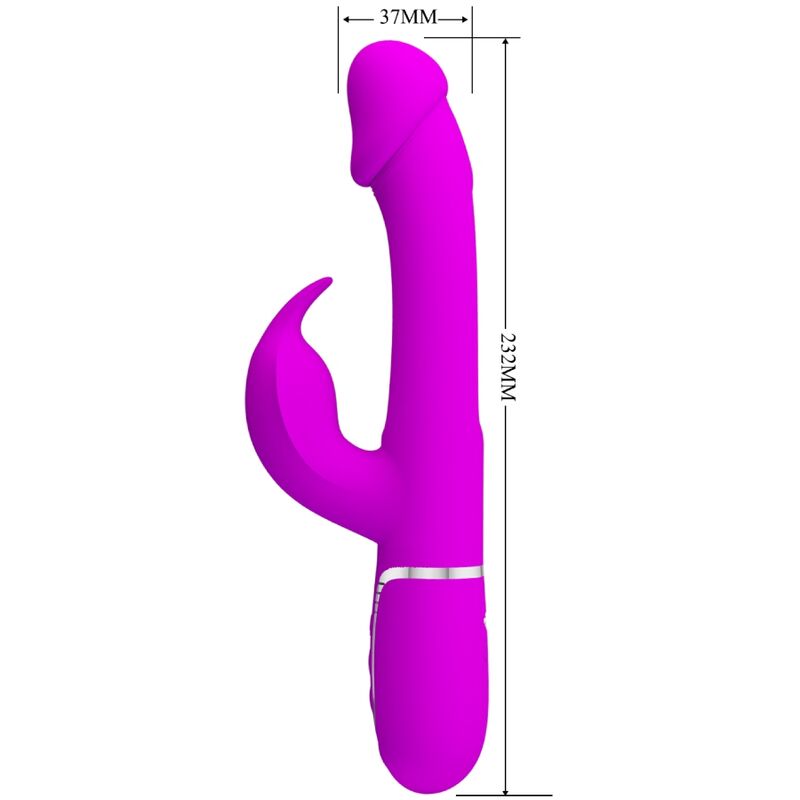 PRETTY LOVE - KAMPAS RABBIT 3 IN 1 MULTIFUNCTION VIBRATOR WITH TONGUE FUCHSIA - Kink&Play