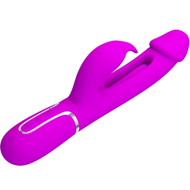 PRETTY LOVE - KAMPAS RABBIT 3 IN 1 MULTIFUNCTION VIBRATOR WITH TONGUE FUCHSIA - Kink&Play