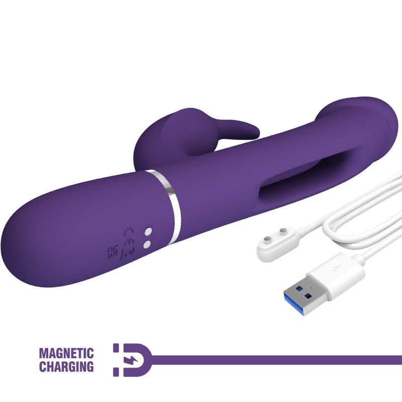 PRETTY LOVE - KAMPAS RABBIT 3 IN 1 MULTIFUNCTION VIBRATOR WITH TONGUE VIOLET - Kink&Play