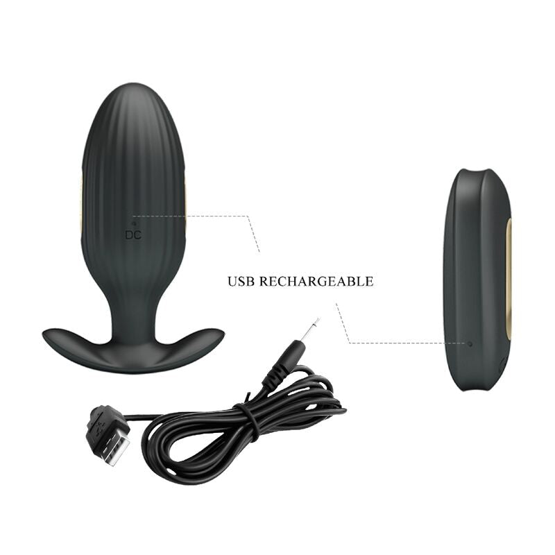 PRETTY LOVE - KELLY PLUG ANAL RECHARGEABLE VIBRATOR BLACK - Kink&Play