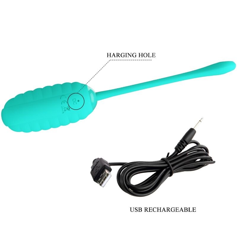PRETTY LOVE - KIRK RECHARGEABLE VIBRATING EGG AQUA GREEN - Kink&Play