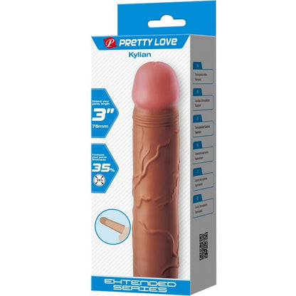 PRETTY LOVE - KYLIAN PENIS SLEEVE WITH 7.6 CM EXTENSION MULATTO - Kink&Play