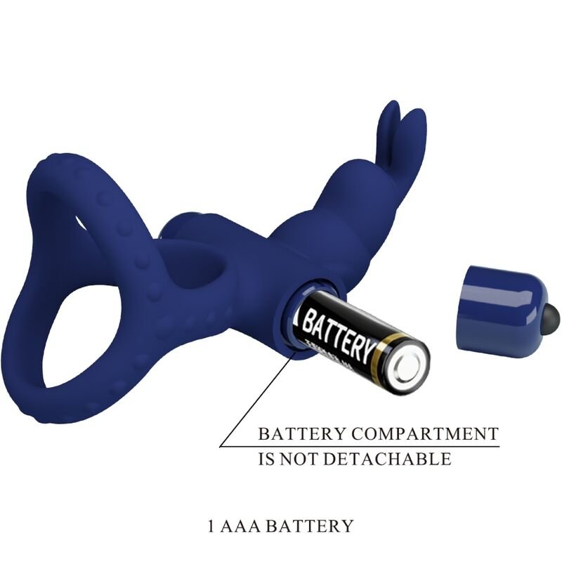 PRETTY LOVE - LUCHITO DOUBLE VIBRATING RING RABBIT BLUE - Kink&Play