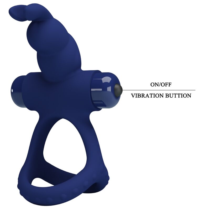 PRETTY LOVE - LUCHITO DOUBLE VIBRATING RING RABBIT BLUE - Kink&Play