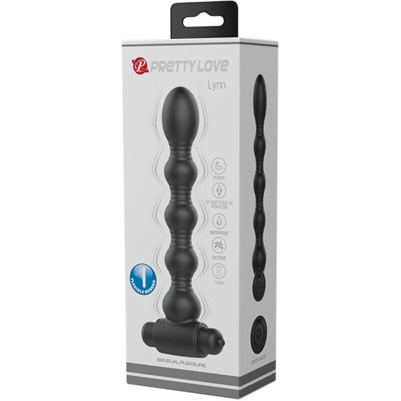 PRETTY LOVE - LYNN SILICONE ANAL PLUG 10 VIBRATIONS BLACK - Kink&Play