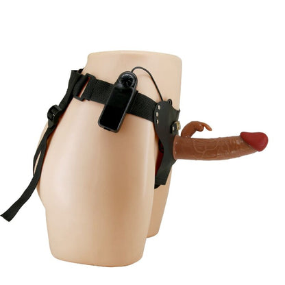 PRETTY LOVE - MARION HARNESS UNIVERSAL BRIEFS WITH VIBRATION DILDO 19 CM BROWN - Kink&Play