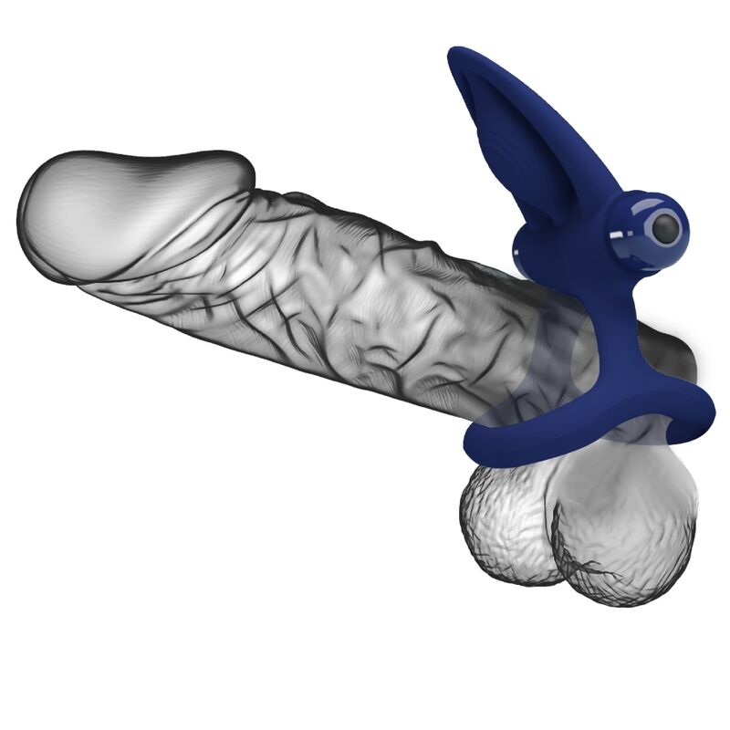 PRETTY LOVE - MAT DOUBLE RING WITH VIBRATION & STIMULATOR BLUE - Kink&Play