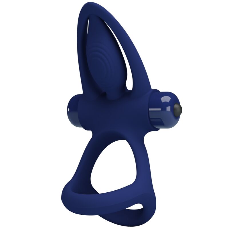 PRETTY LOVE - MAT DOUBLE RING WITH VIBRATION & STIMULATOR BLUE - Kink&Play