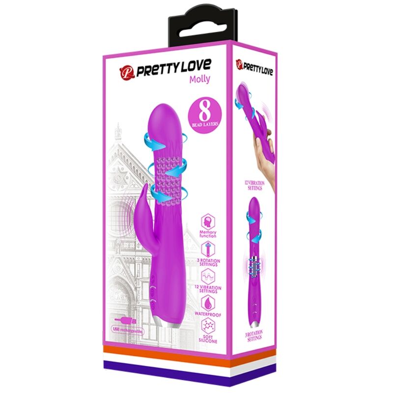 PRETTY LOVE - MOLLY VIBRATOR WITH RECHARGEABLE ROTATION - Kink&Play