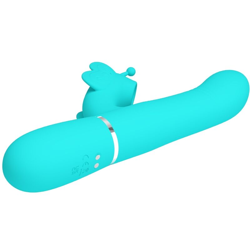 PRETTY LOVE - MULTIFUNCTION RABBIT VIBRATOR 4 IN 1 BUTTERFLY AQUA GREEN - Kink&Play