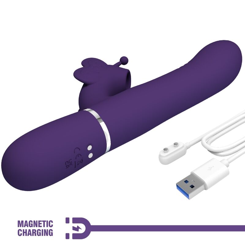 PRETTY LOVE - MULTIFUNCTION RABBIT VIBRATOR 4 IN 1 BUTTERFLY PURPLE - Kink&Play