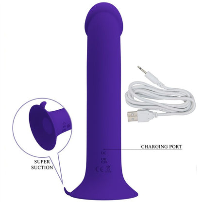 PRETTY LOVE - MURRAY YOUTH VIBRATING DILDO & RECHARGEABLE VIOLET - Kink&Play