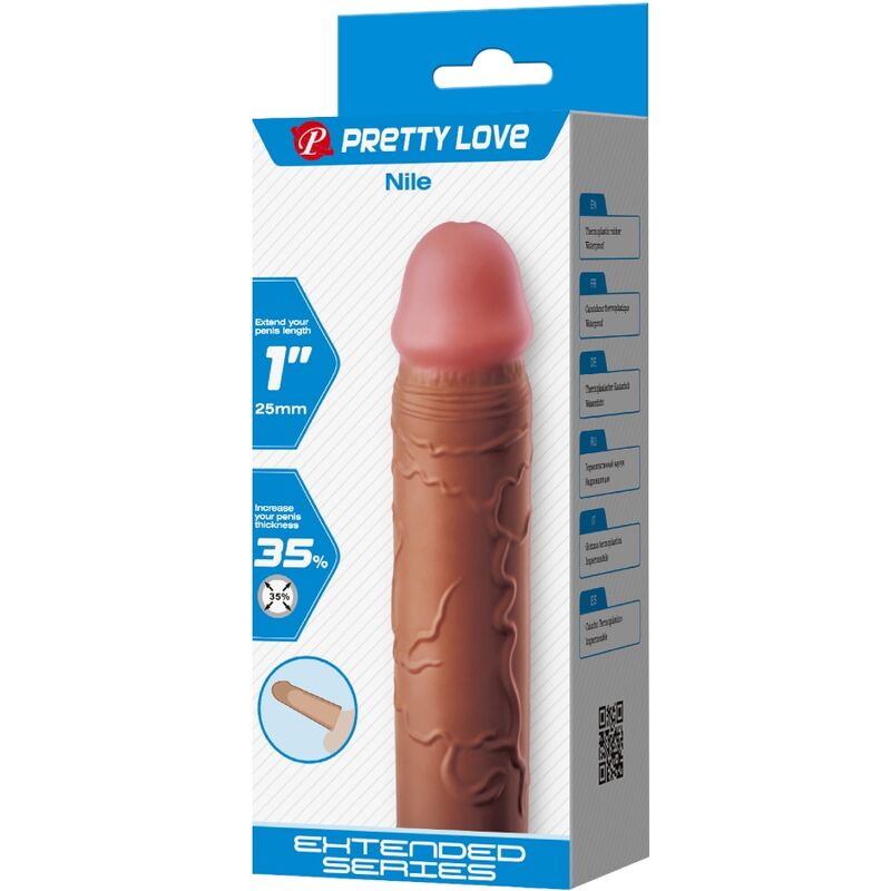 PRETTY LOVE - NILE PENIS SLEEVE WITH 2.5 CM EXTENSION MULATTO - Kink&Play