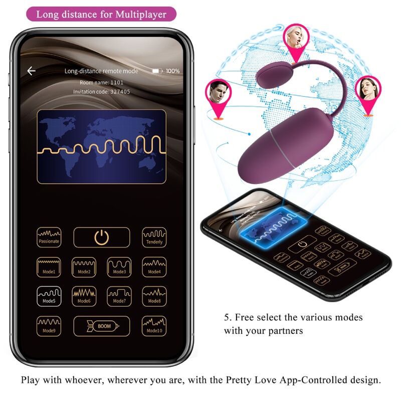 PRETTY LOVE - NYMPH VIBRATING EGG APP CONTROLLED LILA - Kink&Play