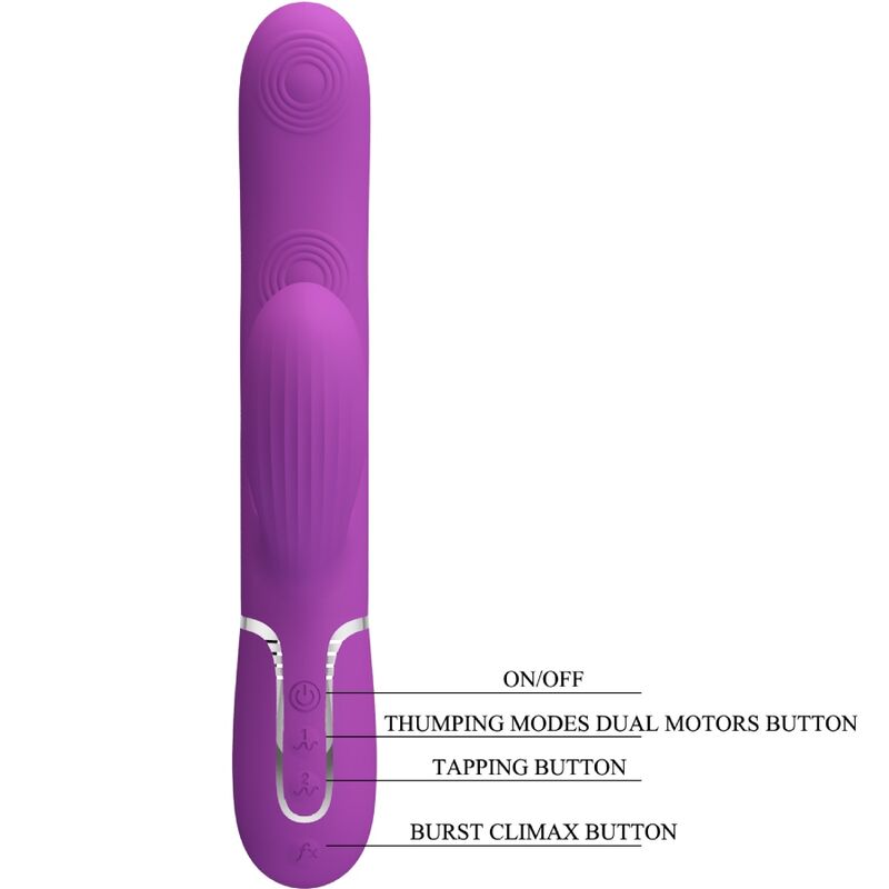 PRETTY LOVE - PERLITA 3 IN 1 MULTIFUNCTION RABBIT VIBRATOR PURPLE - Kink&Play