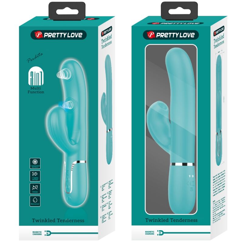 PRETTY LOVE - PERLITA MULTIFUNCTION 3 IN 1 G - SPOT VIBRATOR AQUA GREEN - Kink&Play