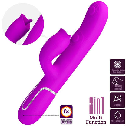 PRETTY LOVE - RABBIT VIBRATOR WITH LICKING FUCHSIA - Kink&Play