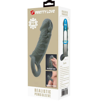 PRETTY LOVE - REALISTIC PENIS ENLARGER AND DELAY SLEEVE GREY - Kink&Play